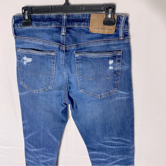 American Eagle Med Wash Next Level Airflex Distressed Skinny Jeans 29 - Picture 10 of 14